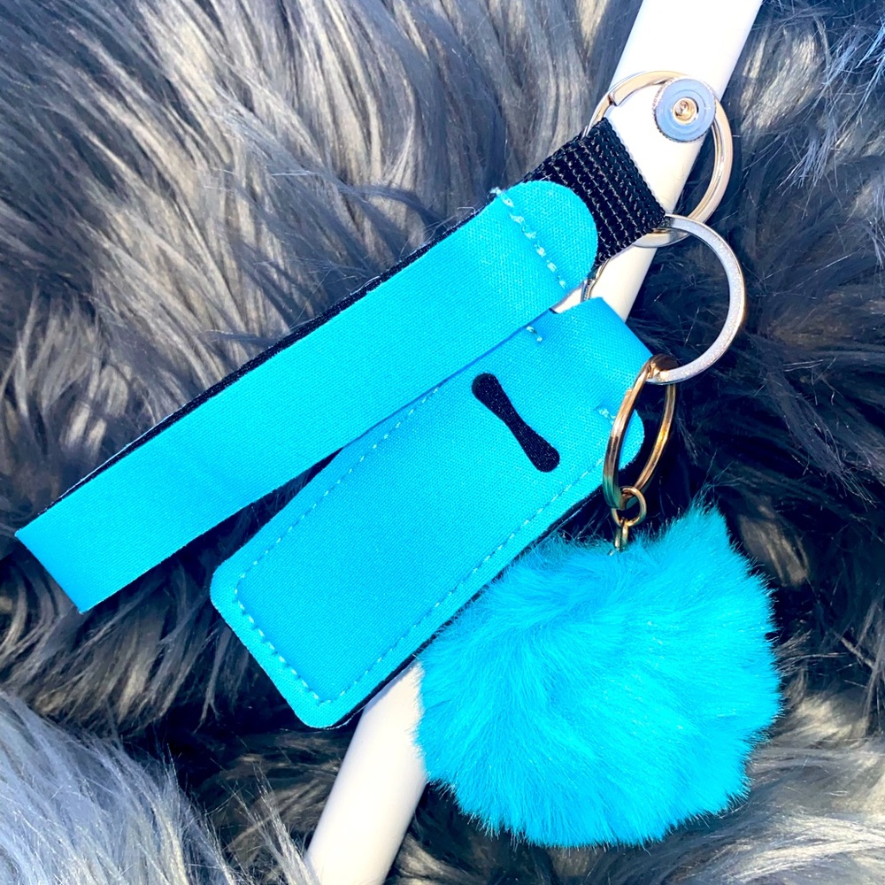 Light blue wristlet and Chapstick holder